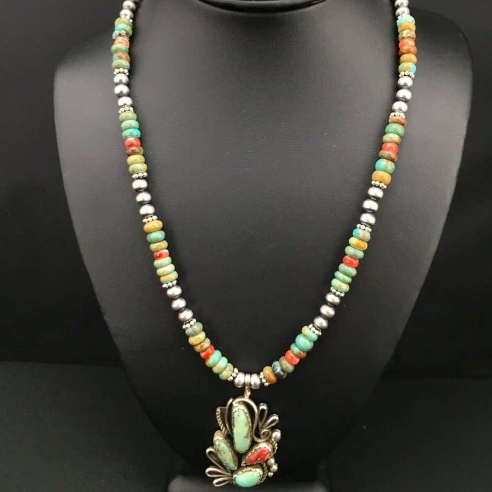 Navajo Sterling Silver Necklace Pendant Length 20